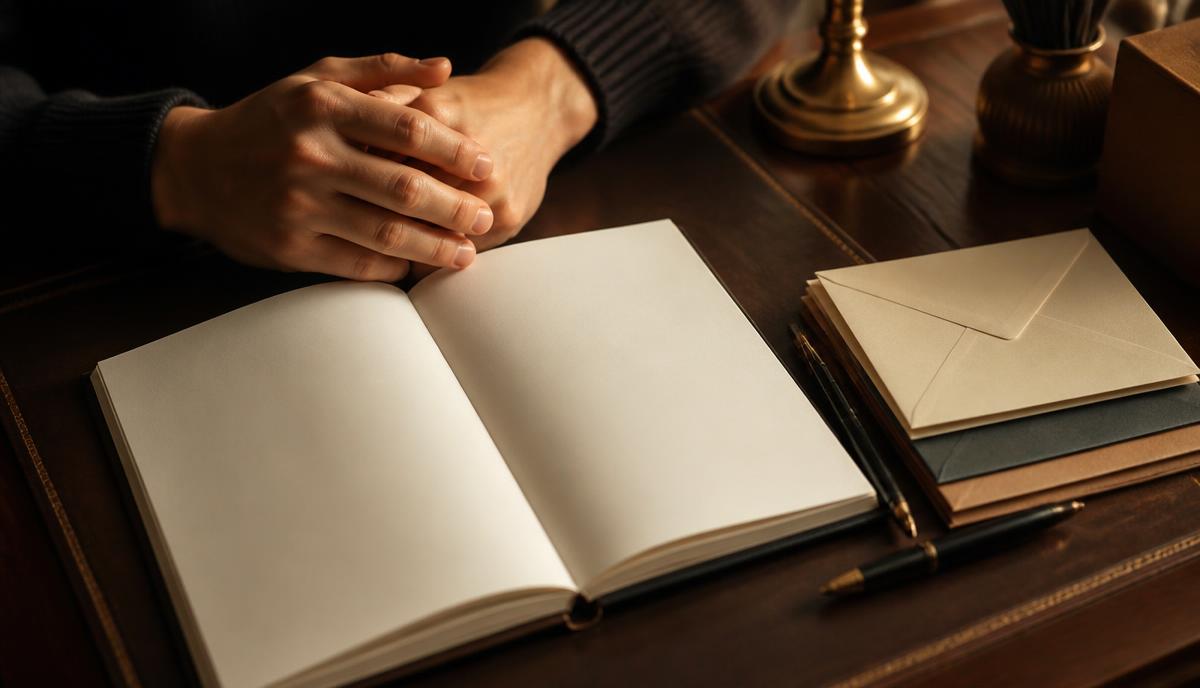 Masada açık defter, kalem ve zarflar — tahsilat borcu planlaması