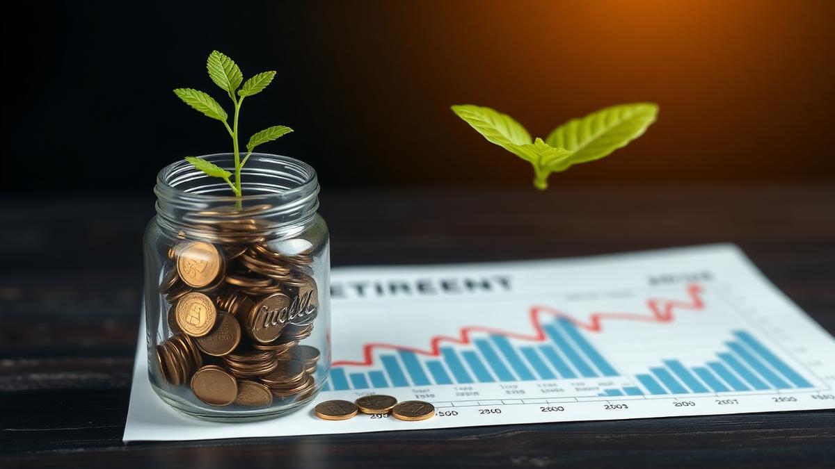 Yükselen grafik ve bozuk para yığınları — emeklilik yatırımı büyümesi